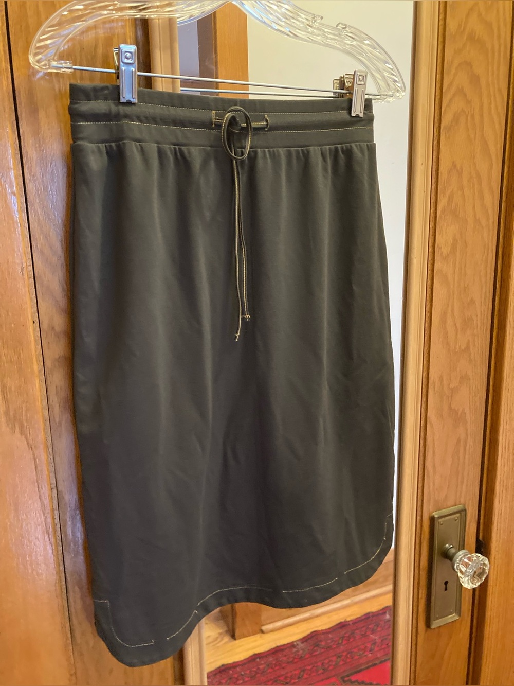 Main Street Exchange Olive Green Athletic Drawstring Midi Skirt - Size Small
